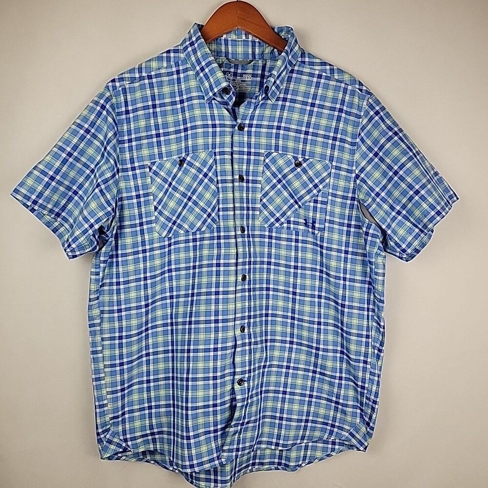 Under Armour Shirt Mens Large UA Chesapeake Plaid Vented Fishing Hiking Travel
